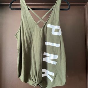 Pink large olive green tank top